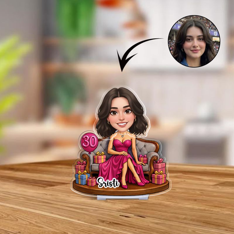 Personalized Birthday Queen Bobblehead Caricature with Battery Powered Moving Head Feature Keepsake Tabletop Decor for Home & Office Birthday, Sister, or Best Friend